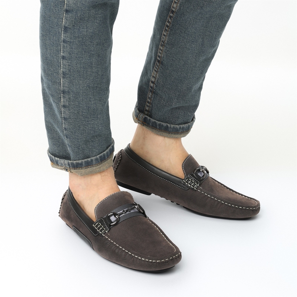 Men's Horsebit Moccasin Loafer Shoes - GREY - 1